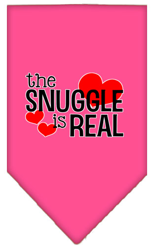 The Snuggle is Real Screen Print Bandana Bright Pink Large